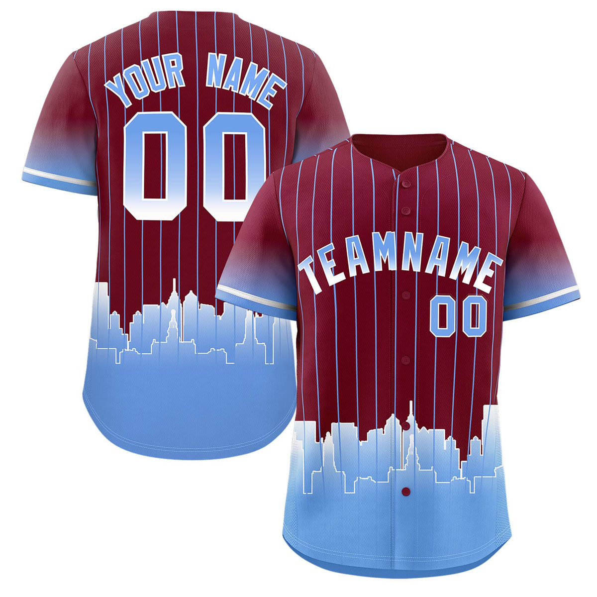 Custom Crimson Philadelphia City Silhouette Authentic Baseball Jersey