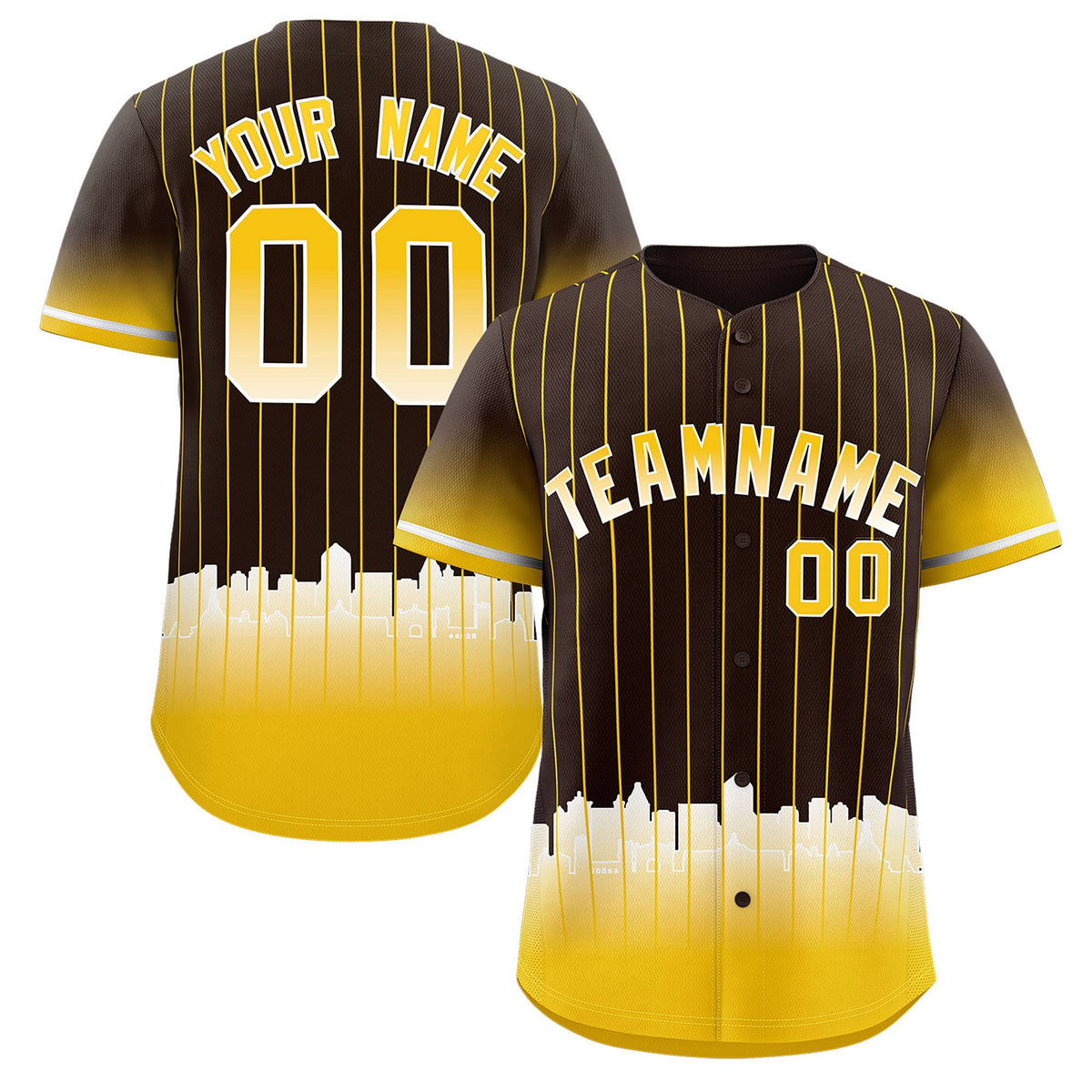 Custom Brown San Diego City Silhouette Authentic Baseball Jersey