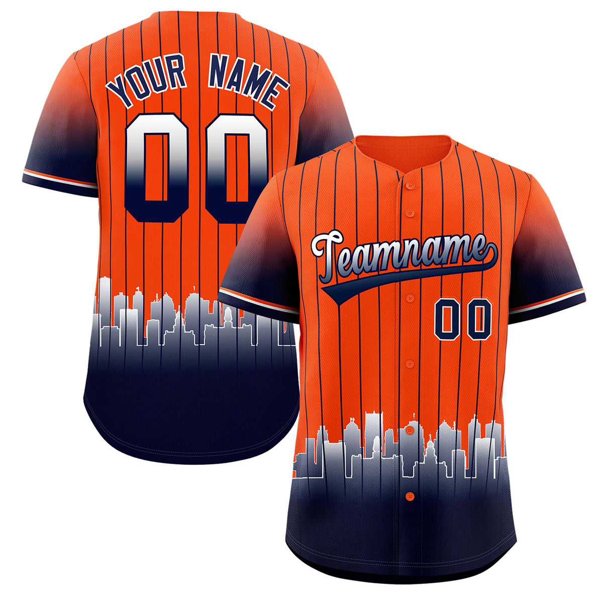 Custom Orange Detroit City Silhouette Authentic Baseball Jersey