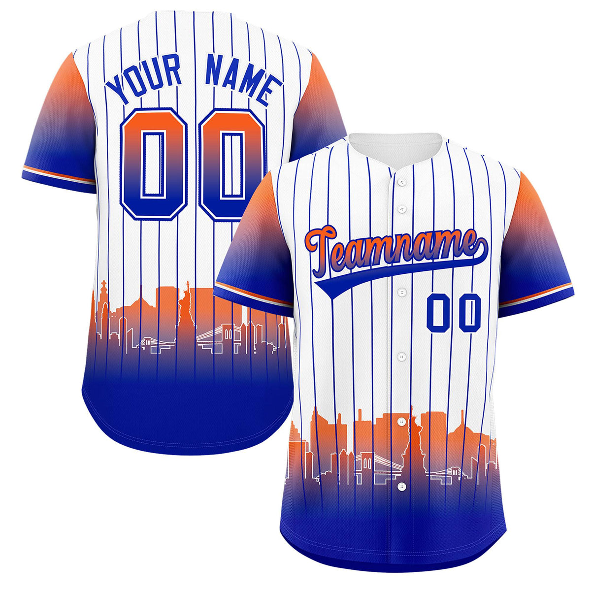 Custom White New York City Silhouette Authentic Baseball Jersey