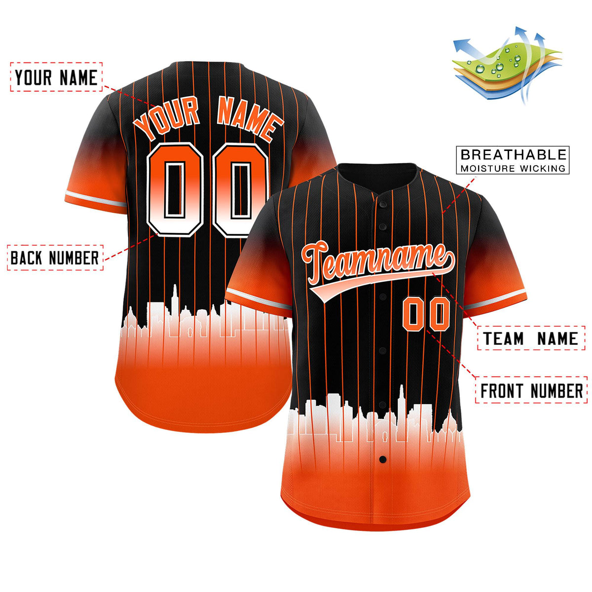 Custom Black San-Francisco City Silhouette Authentic Baseball Jersey