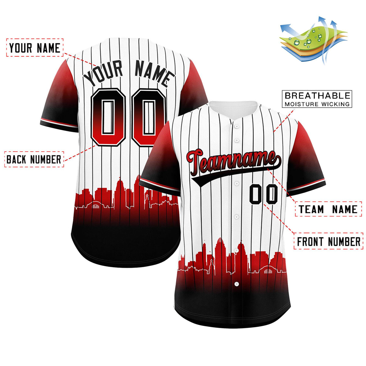 Custom White Cincinnati City Silhouette Authentic Baseball Jersey