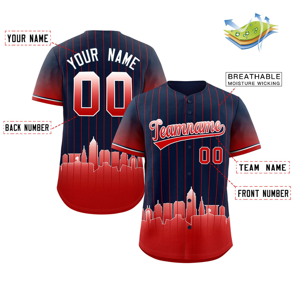 Custom Navy Cleveland City Silhouette Authentic Baseball Jersey