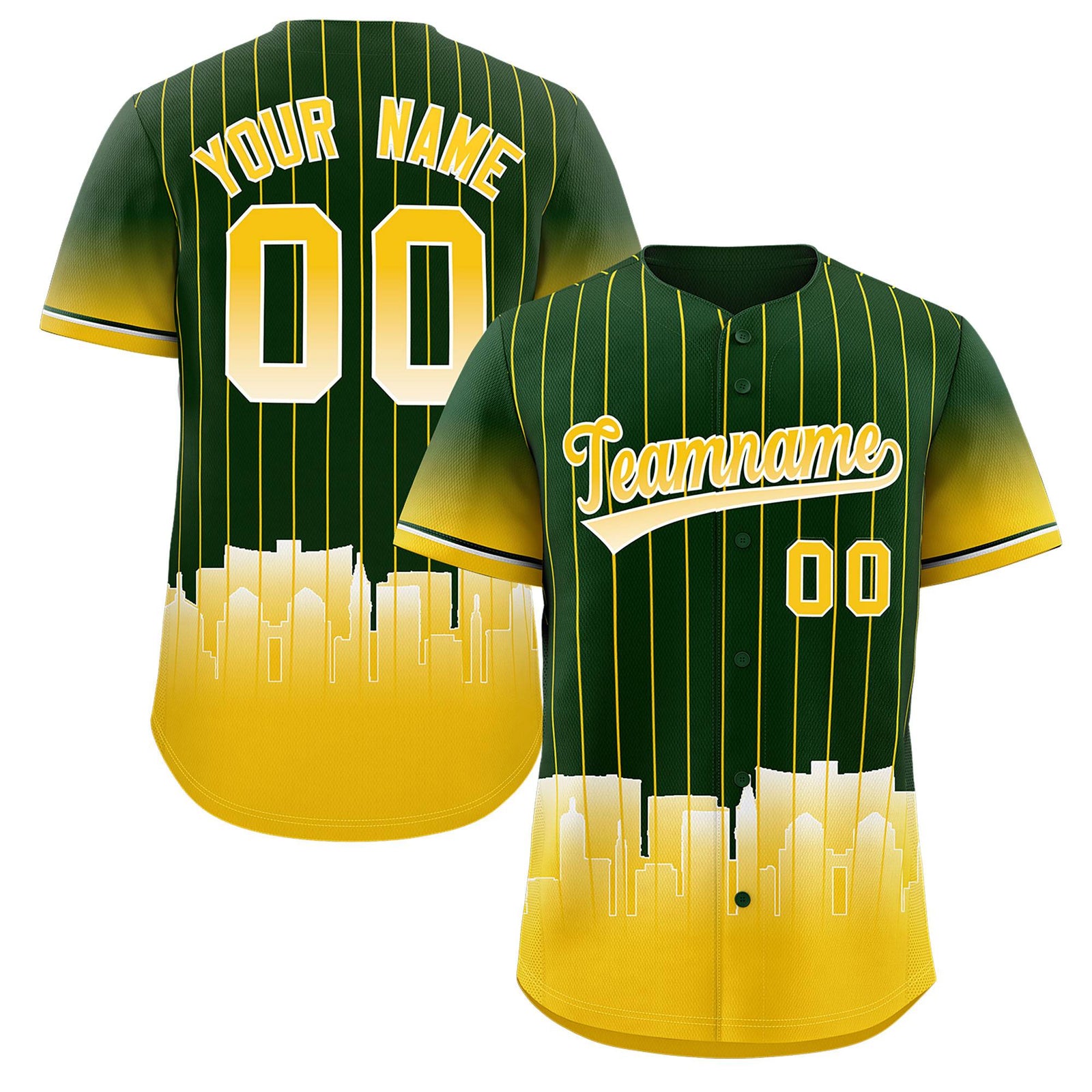 Custom Green Oakland City Silhouette Authentic Baseball Jersey