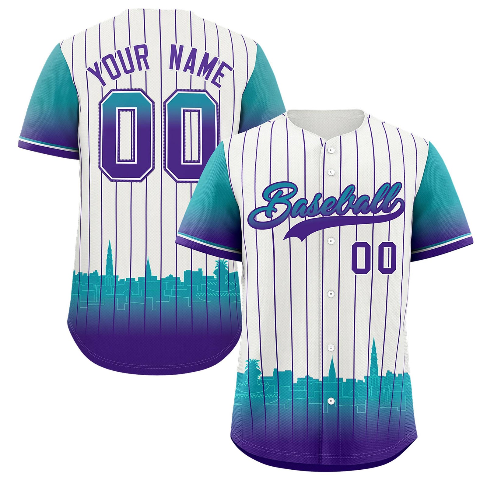 Custom White Charleston.SC City Silhouette Authentic Baseball Jersey