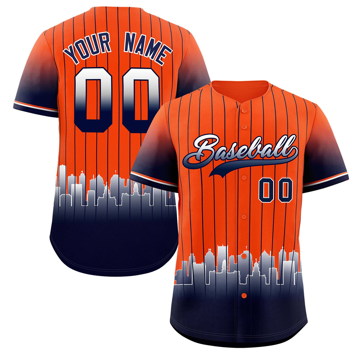 Custom Orange Detroit City Silhouette Authentic Baseball Jersey