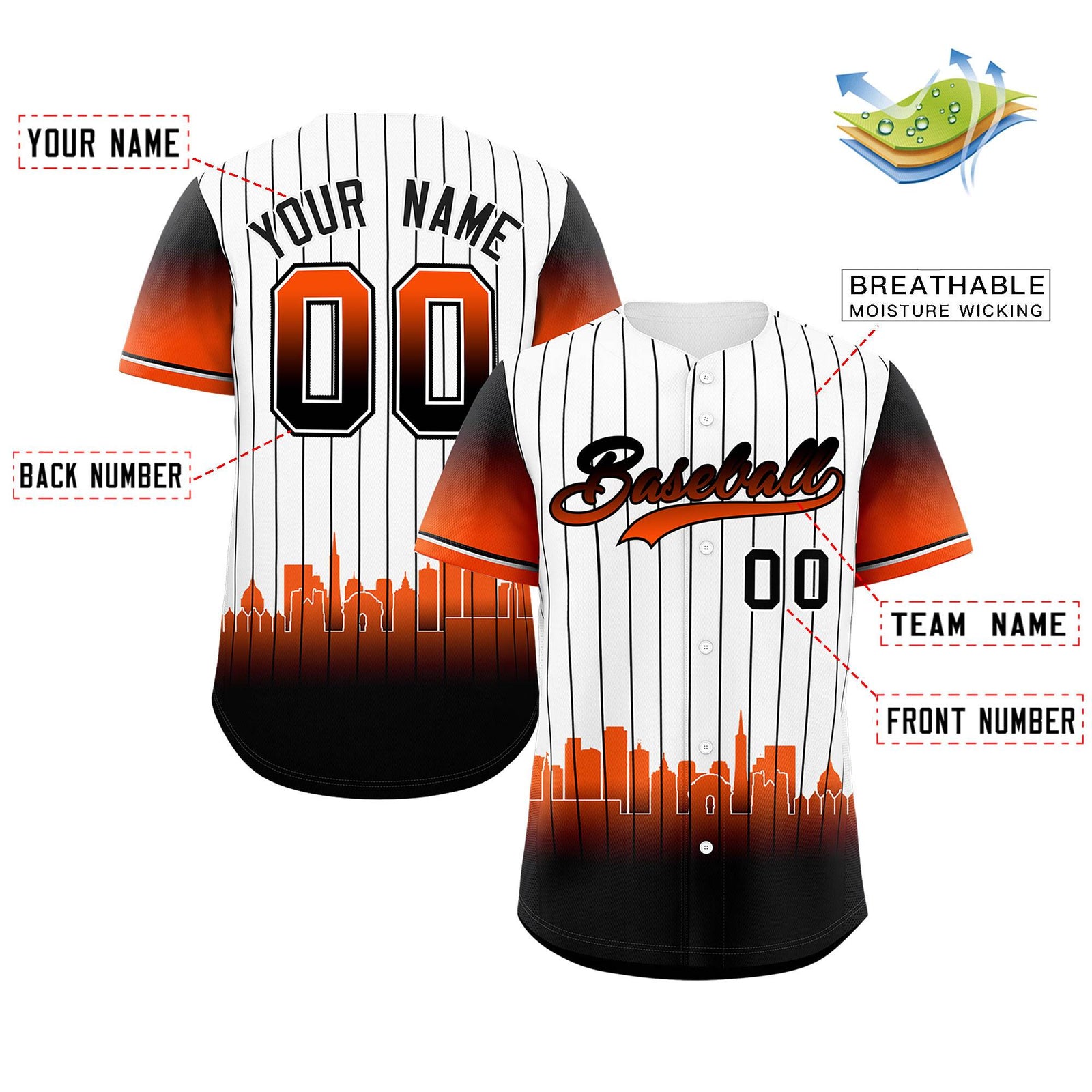 Custom White San-Francisco City Silhouette Authentic Baseball Jersey