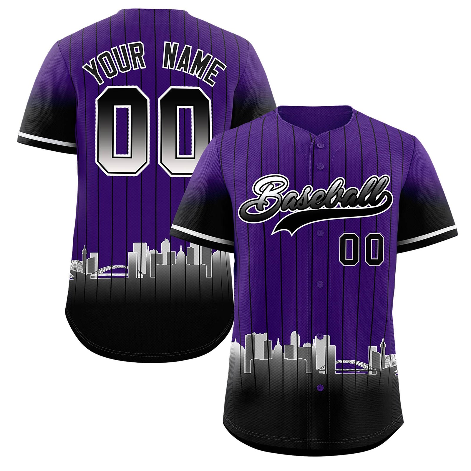Custom Purple Denver City Silhouette Authentic Baseball Jersey