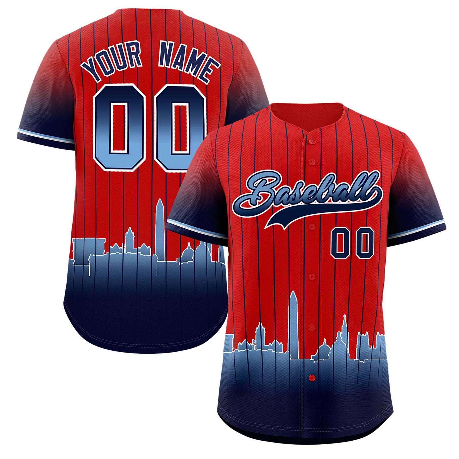 Custom Red Washington City Silhouette Authentic Baseball Jersey