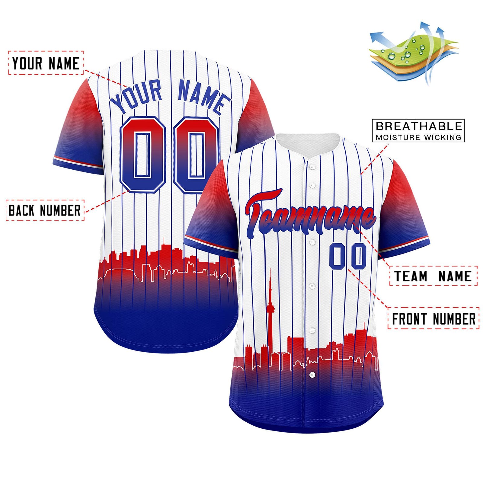 Custom White Toronto City Silhouette Authentic Baseball Jersey