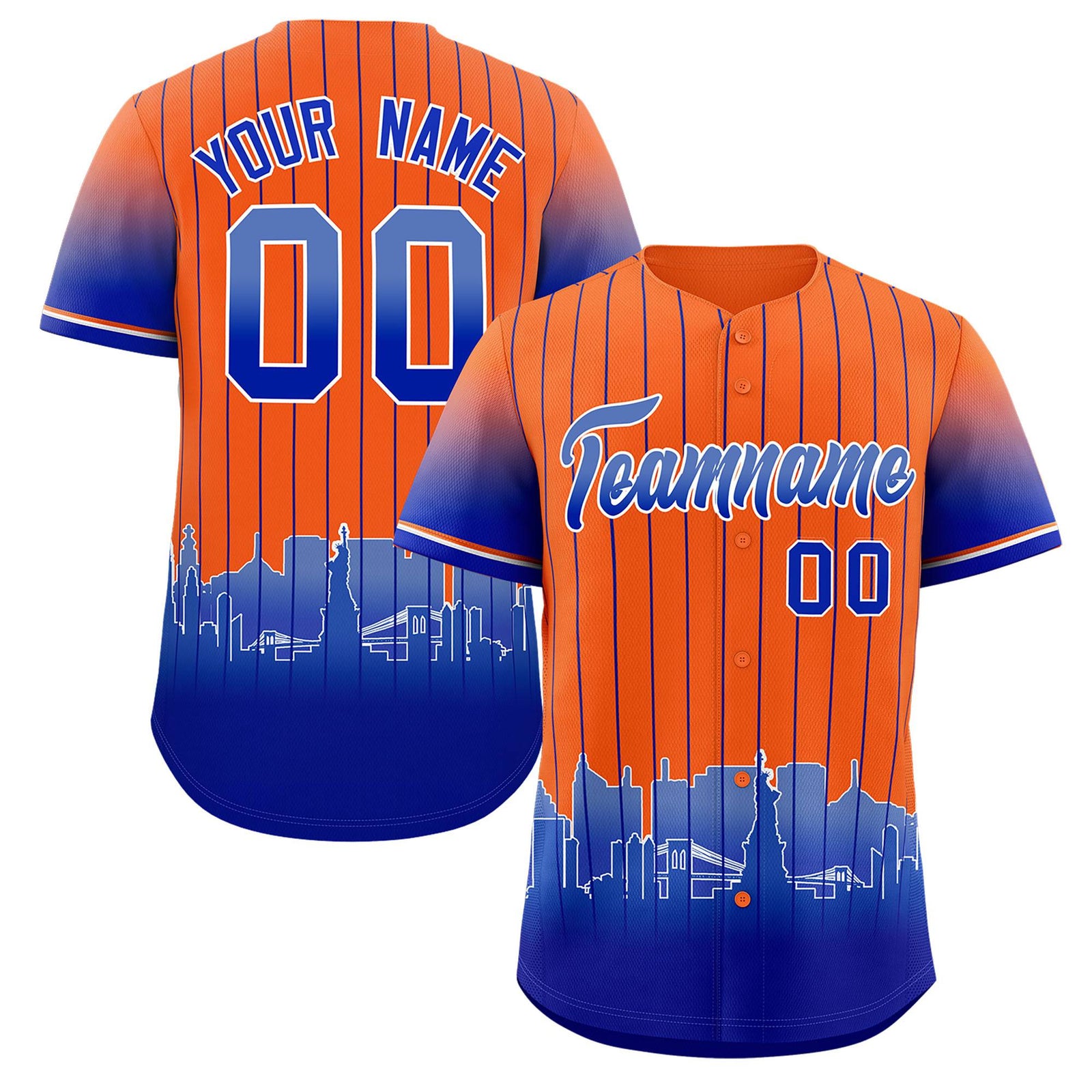 Custom Orange New York City Silhouette Authentic Baseball Jersey