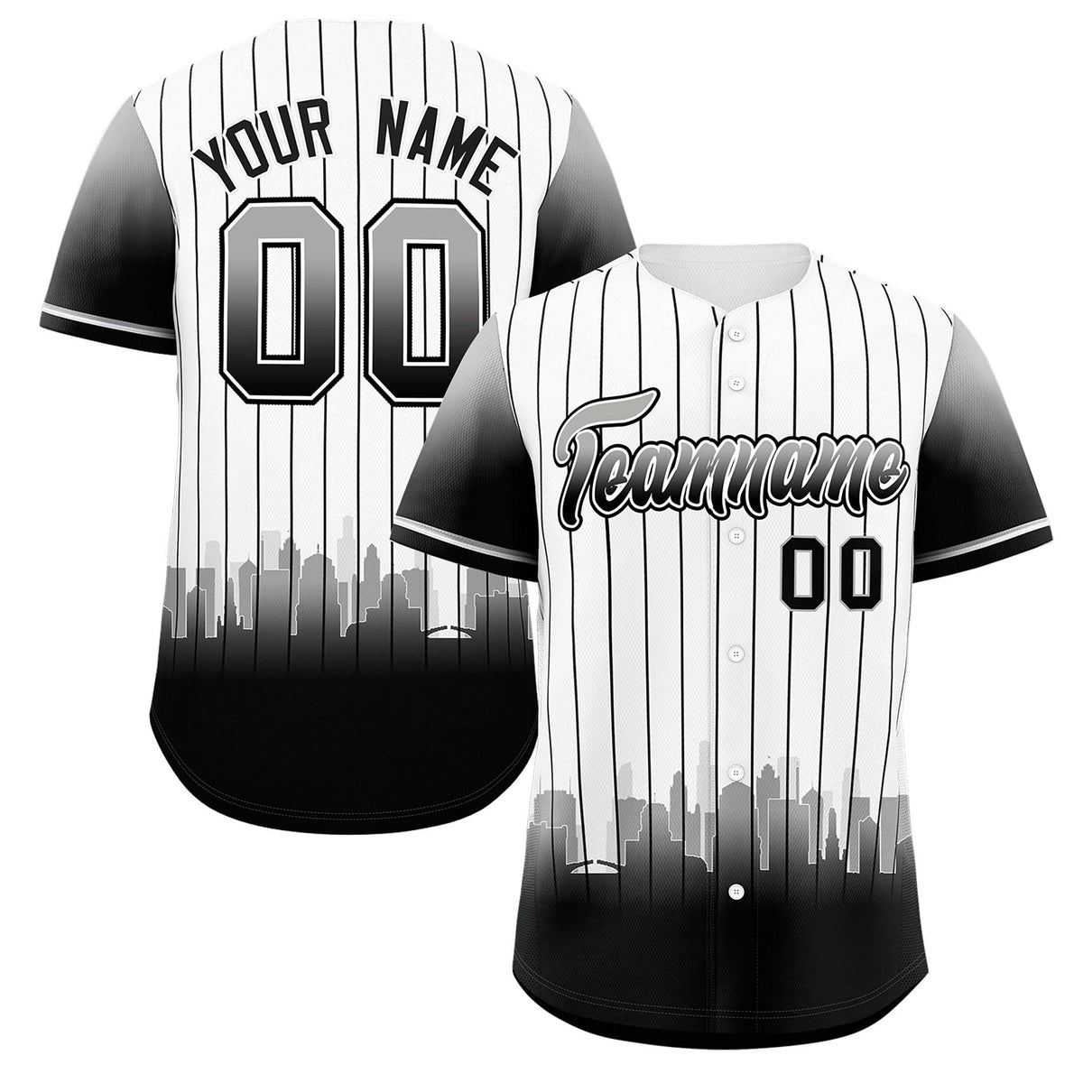 Custom White Chicago City Silhouette Authentic Baseball Jersey
