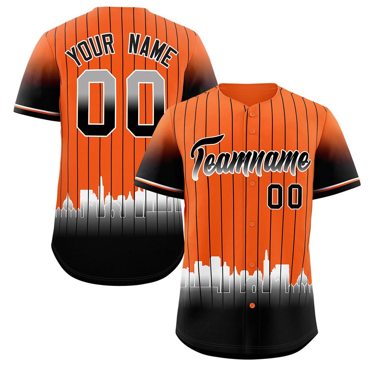 Custom Orange San-Francisco City Silhouette Authentic Baseball Jersey