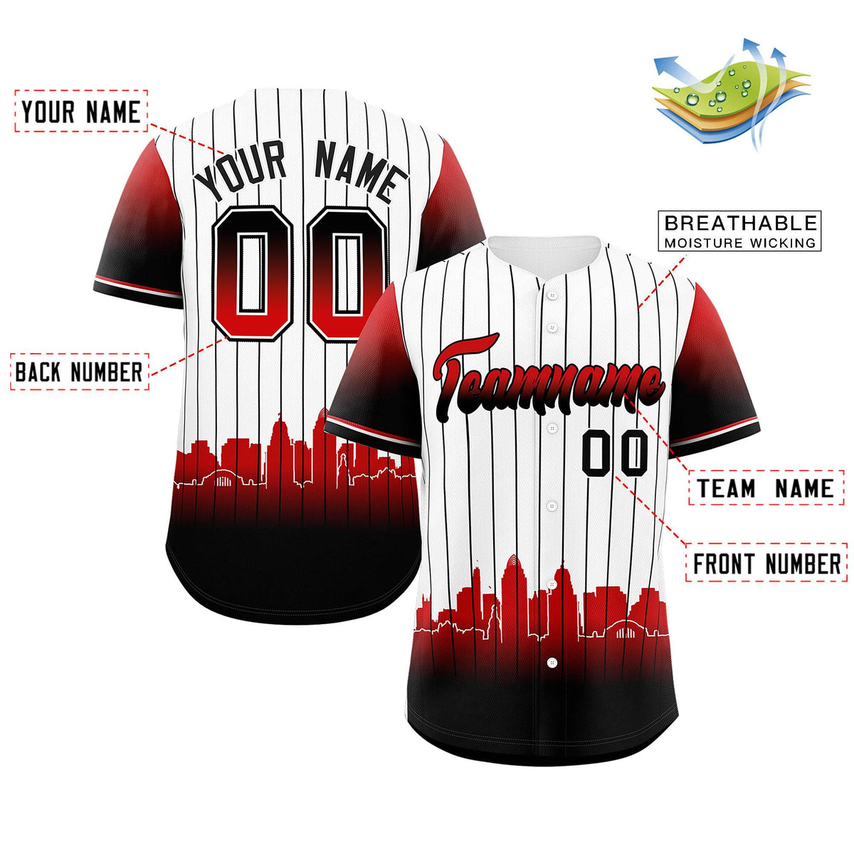 Custom White Cincinnati City Silhouette Authentic Baseball Jersey