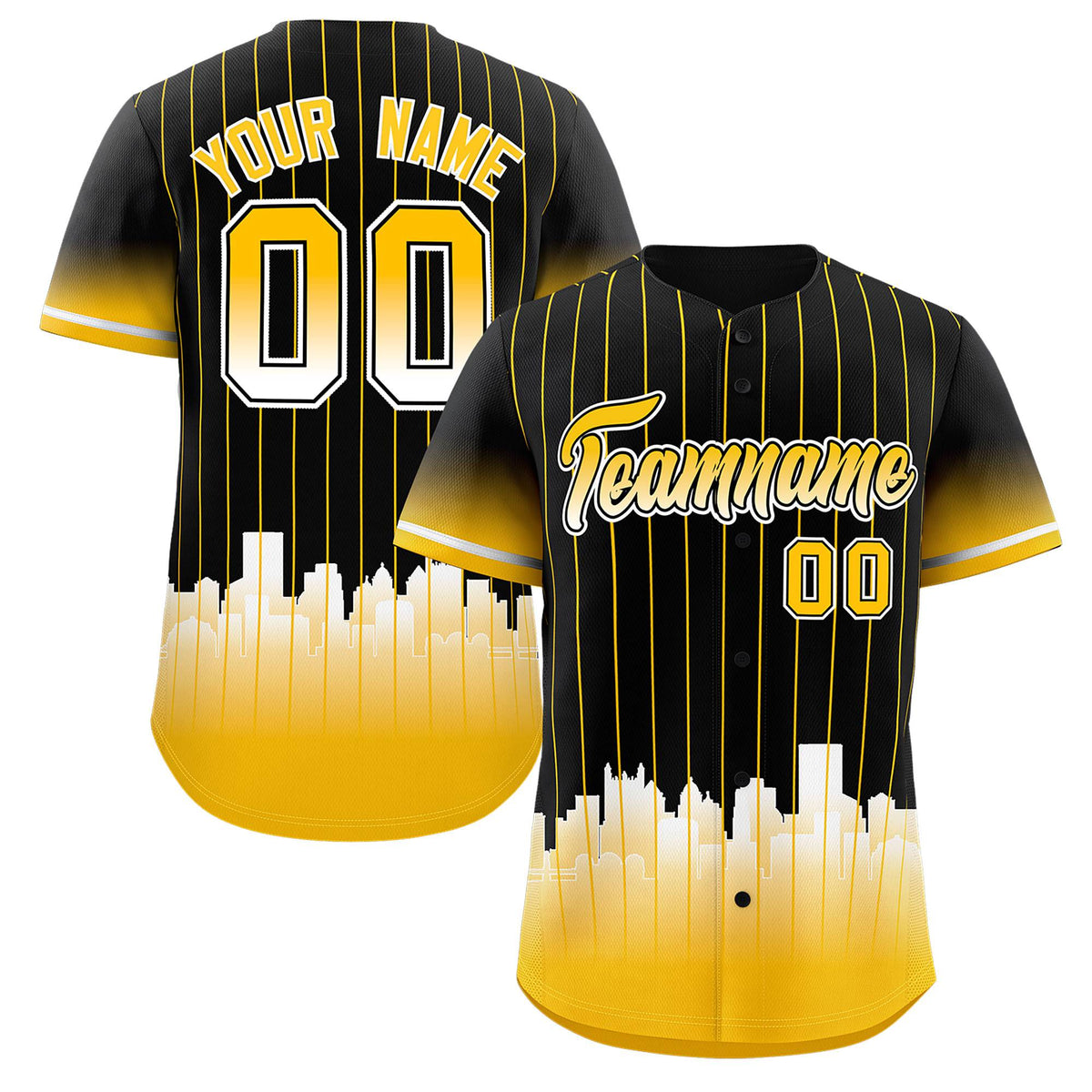 Custom Black Pittsburgh City Silhouette Authentic Baseball Jersey