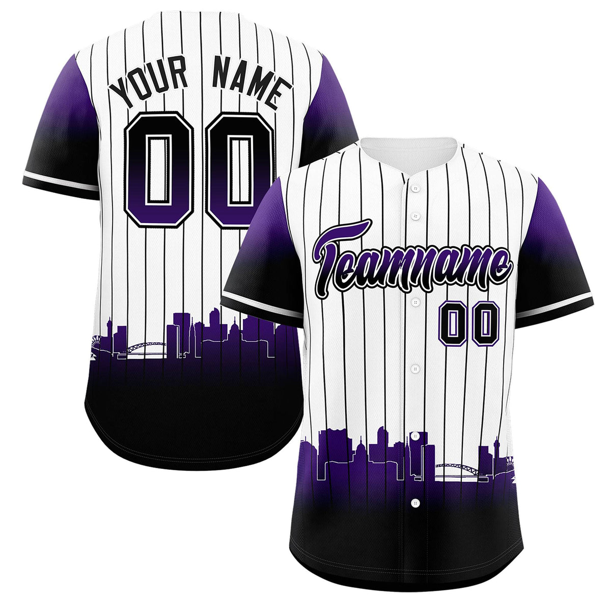 Custom White Denver City Silhouette Authentic Baseball Jersey