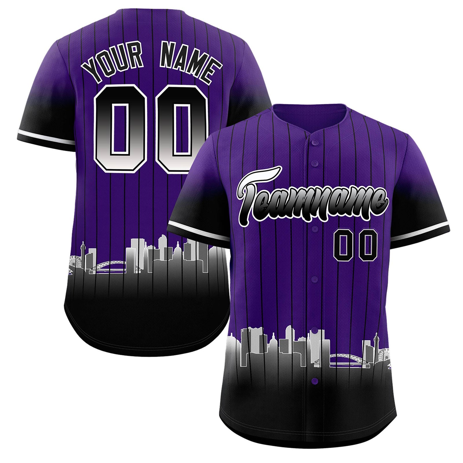 Custom Purple Denver City Silhouette Authentic Baseball Jersey