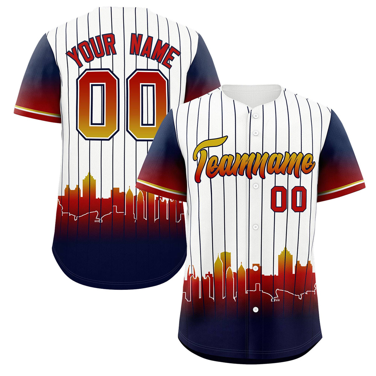 Custom White Atlanta City Silhouette Authentic Baseball Jersey