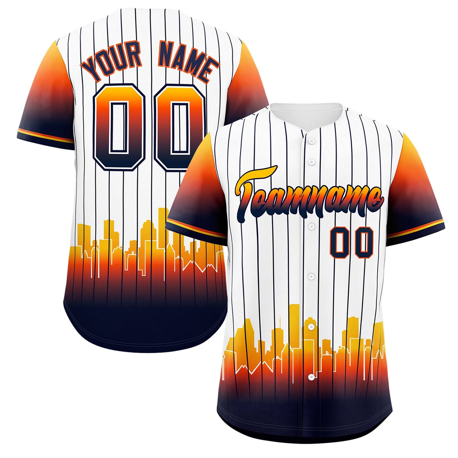 Custom White Houston City Silhouette Authentic Baseball Jersey