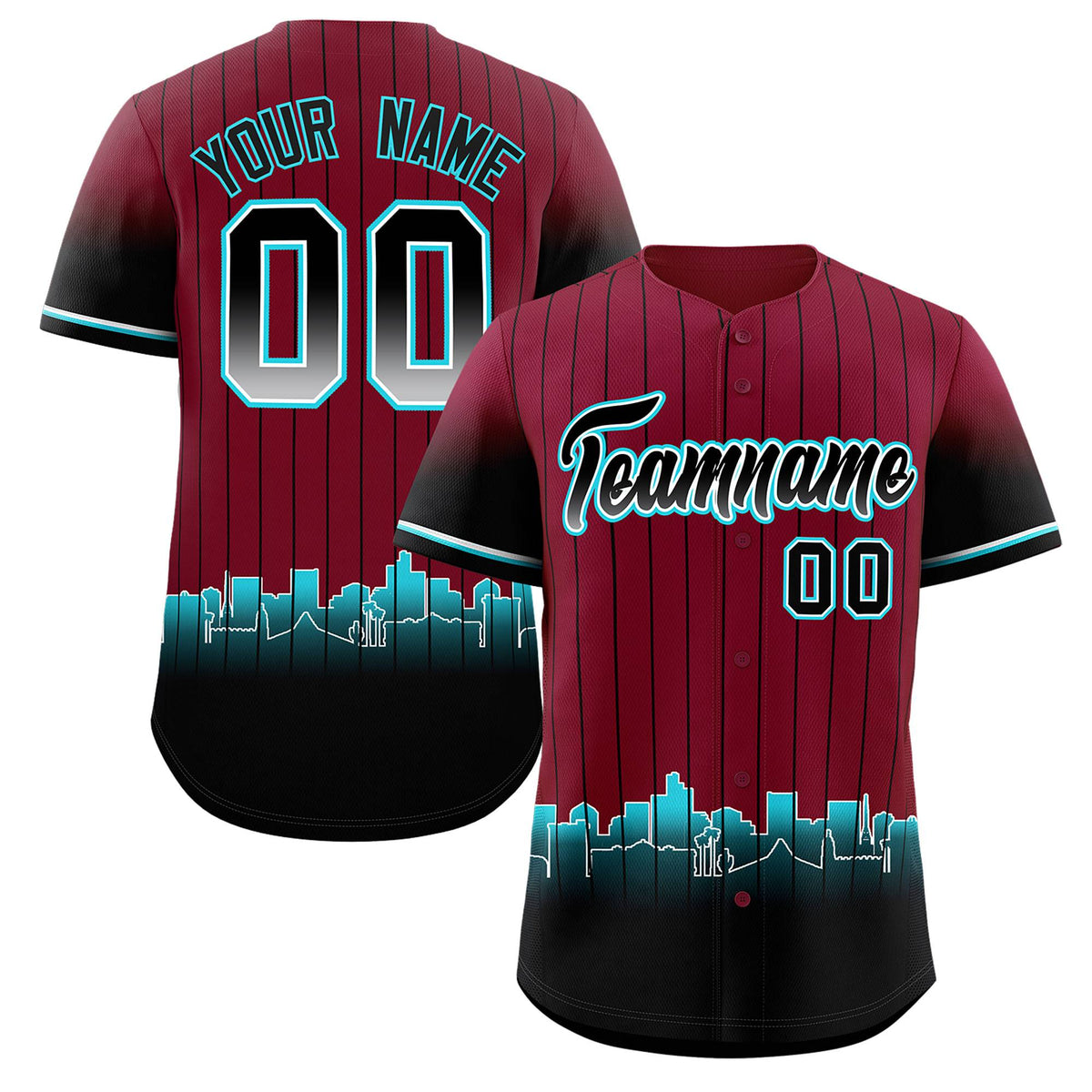 Custom Crimson Phoenix City Silhouette Authentic Baseball Jersey
