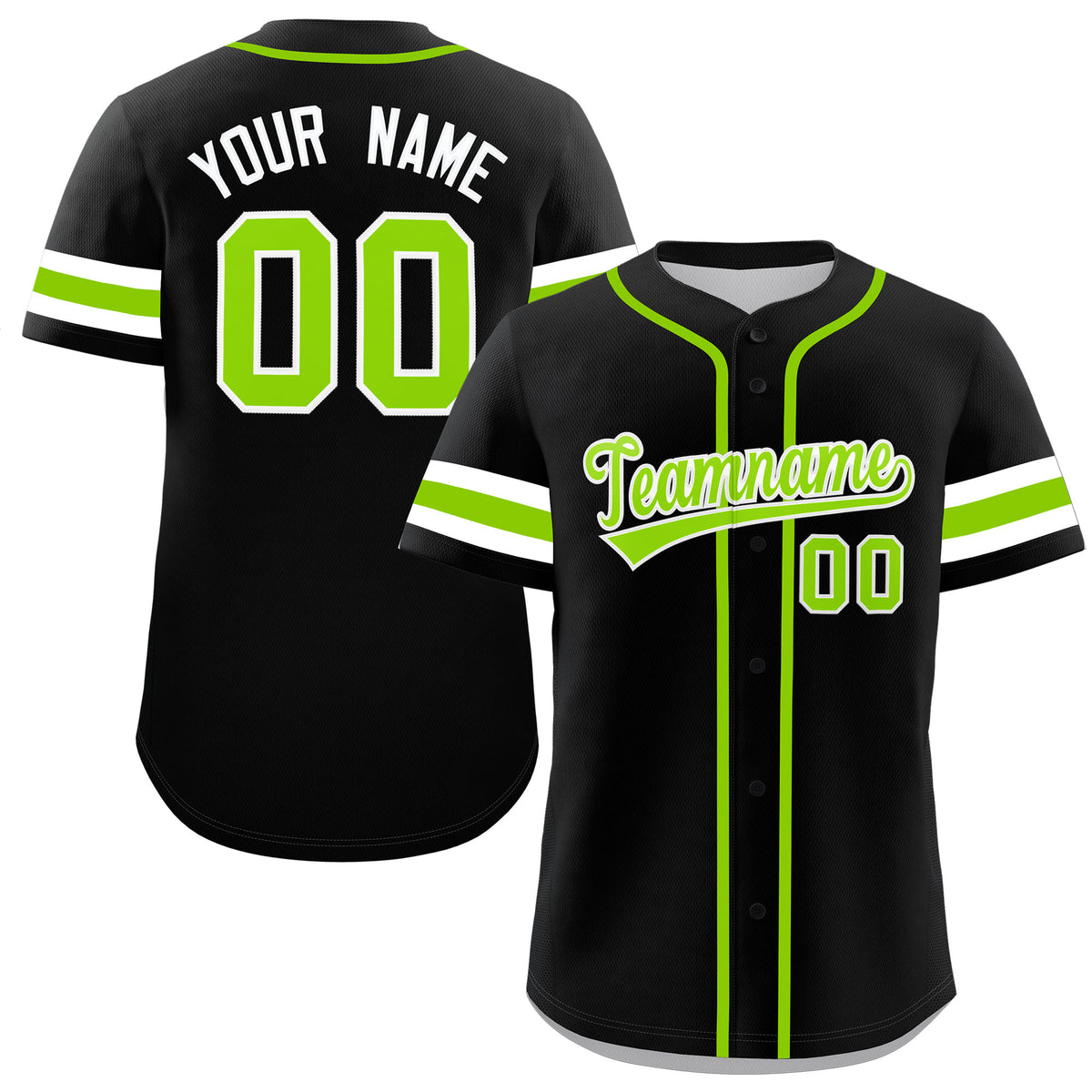 Custom Neon Green Black Classic Style Authentic Baseball Jersey