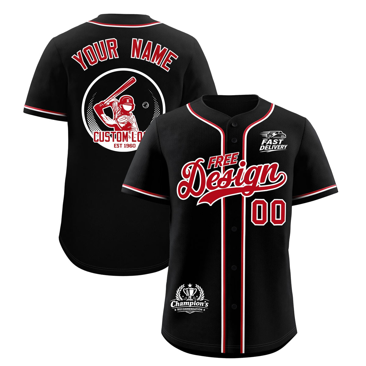 Custom Black Red Classic Style Stitched Sports Uniform Personalized For Teams Baseball Jersey| KXKSHOP