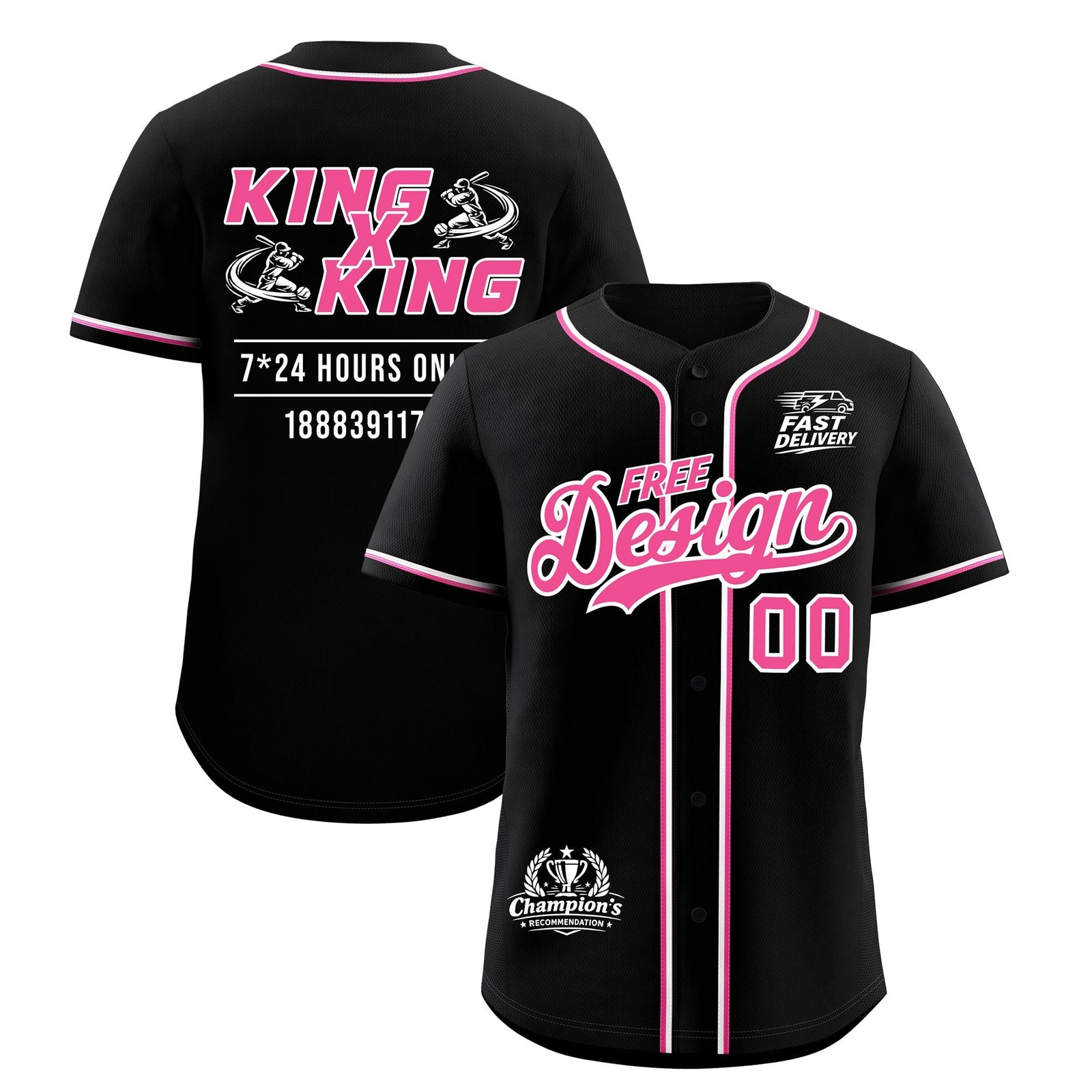 Custom Black Pink Classic Style Stitched Sports Uniform Personalized For Teams Baseball Jersey| KXKSHOP