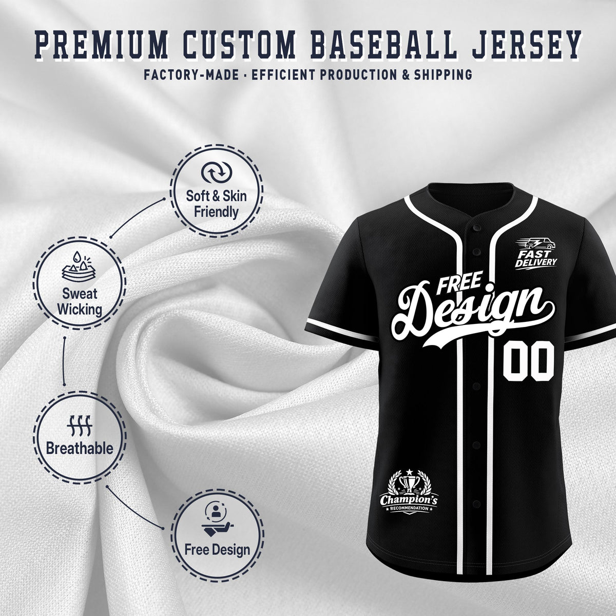 Custom Black White Classic Style Stitched Sports Uniform Personalized For Teams Baseball Jersey| KXKSHOP