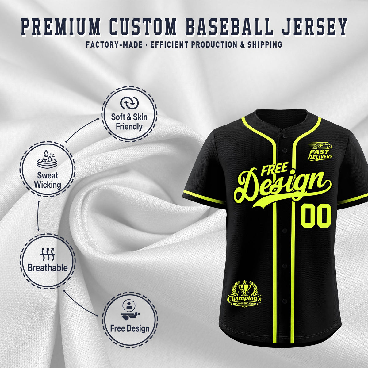 Custom Black Fluorescent Green Classic Style Stitched Sports Uniform Personalized For Teams Baseball Jersey| KXKSHOP