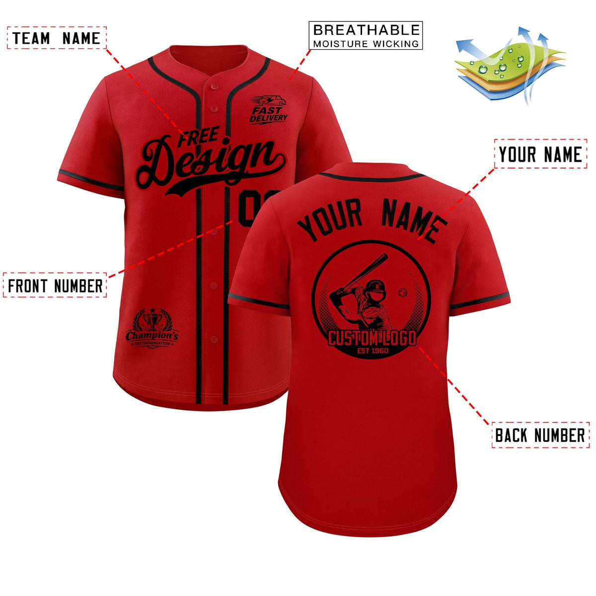 Custom Red Black Classic Style Stitched Sports Uniform Personalized For Teams Baseball Jersey| KXKSHOP