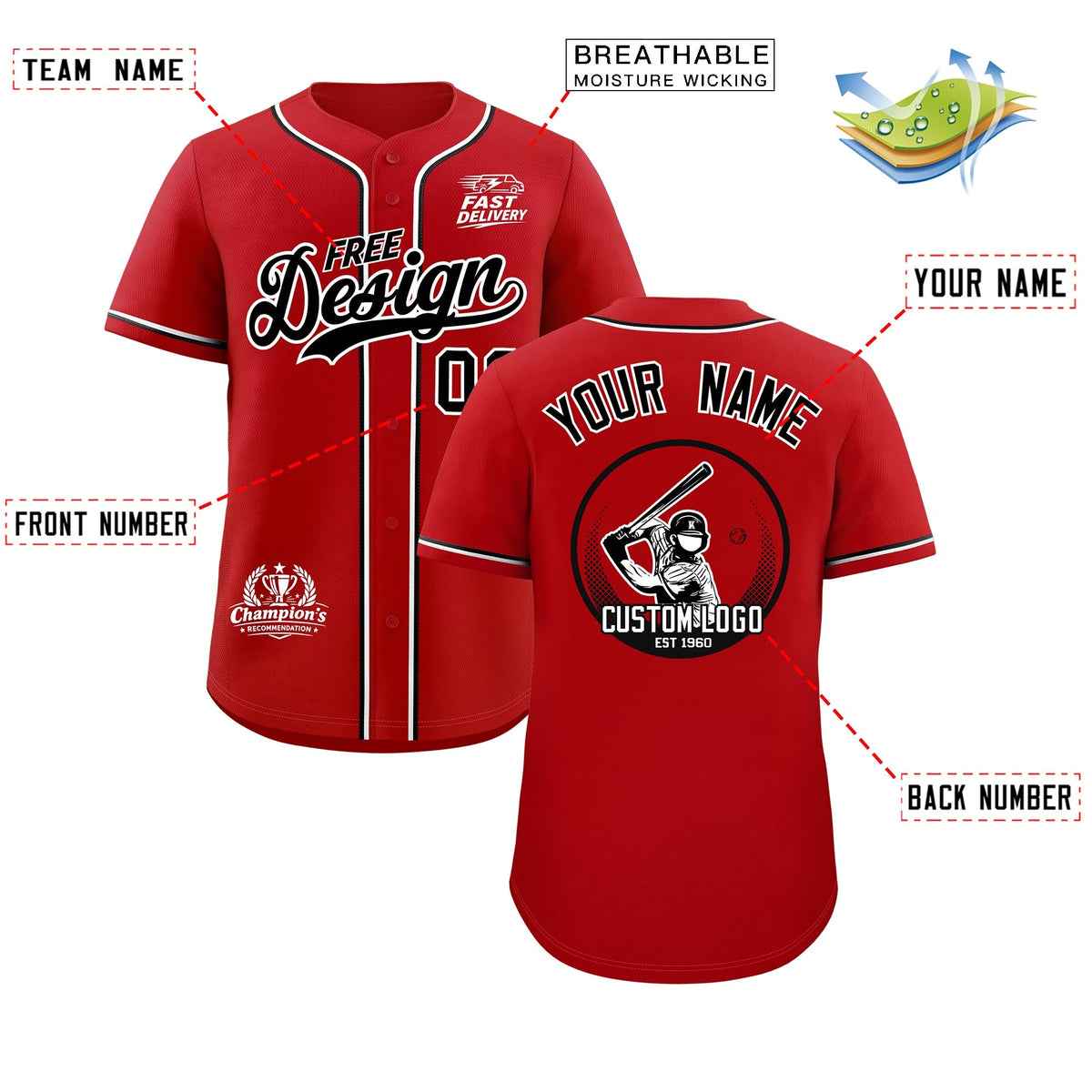Custom Red Black White Classic Style Stitched Sports Uniform Personalized For Teams Baseball Jersey| KXKSHOP