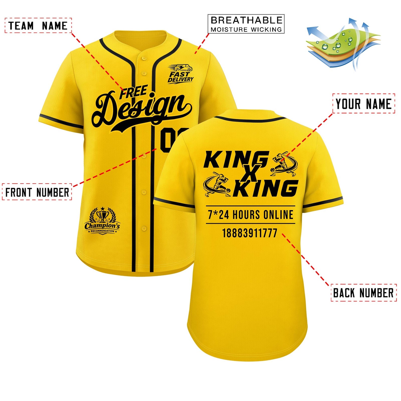 Custom Yellow Black Classic Style Stitched Sports Uniform Personalized For Teams Baseball Jersey| KXKSHOP