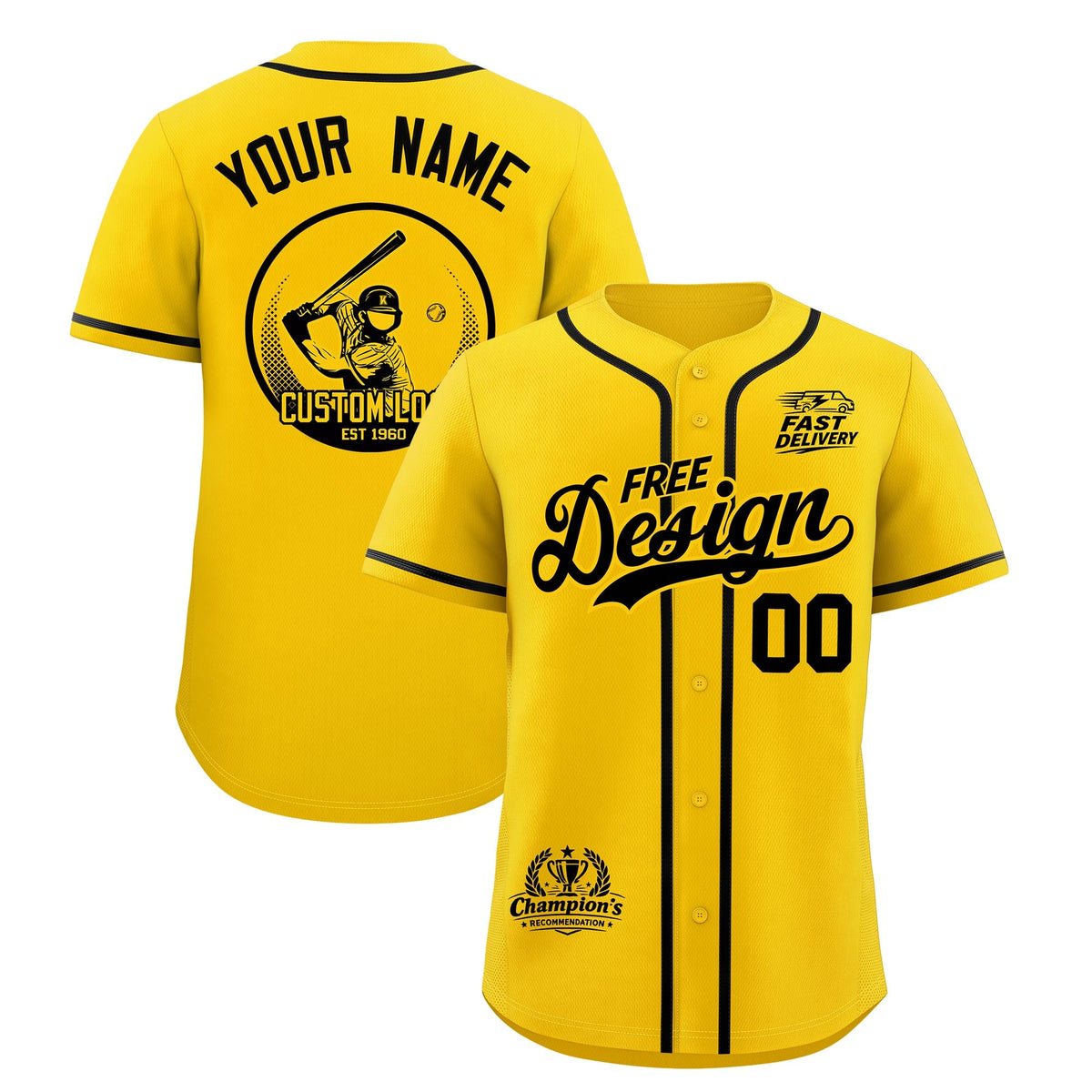 Custom Yellow Black Classic Style Stitched Sports Uniform Personalized For Teams Baseball Jersey| KXKSHOP