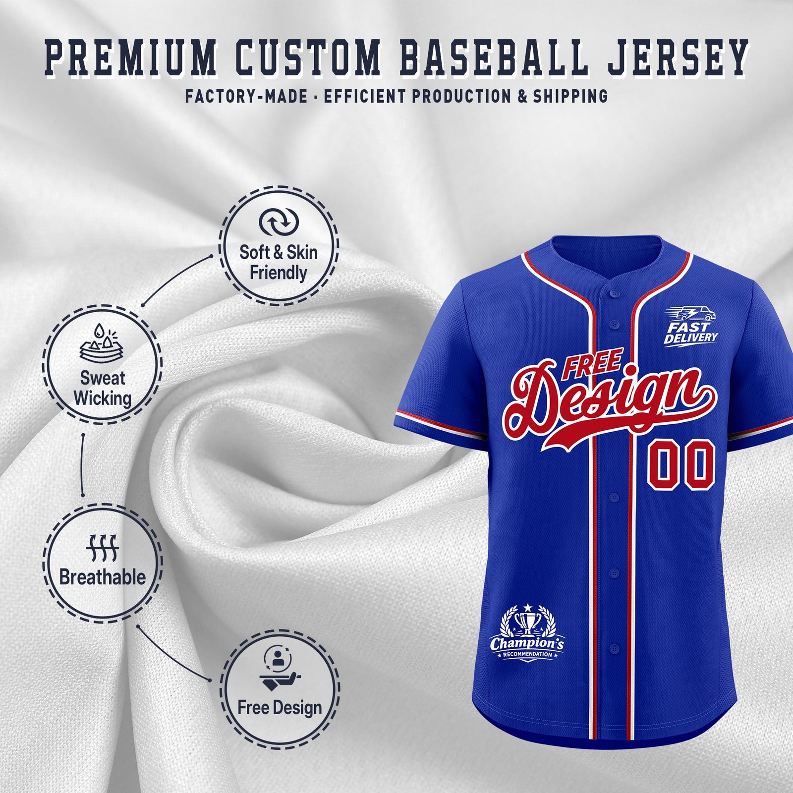 Custom Royal Red White Classic Style Stitched Sports Uniform Personalized For Teams Baseball Jersey| KXKSHOP