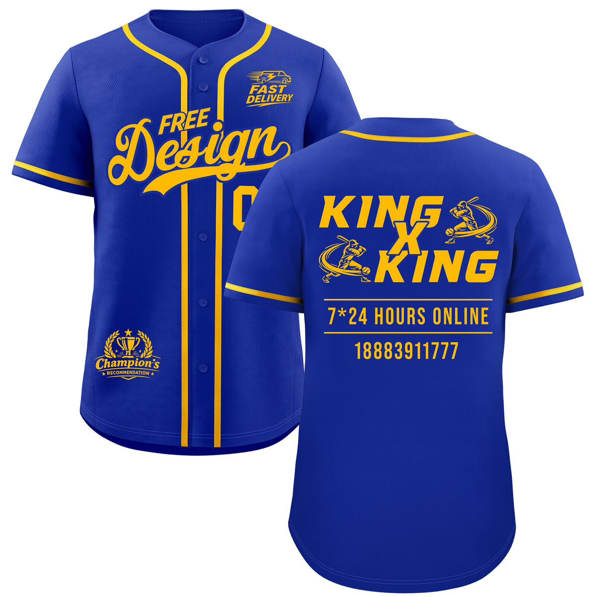 Custom Royal Yellow Classic Style Baseball Jersey Stitched Sports Uniform Personalized For Teams