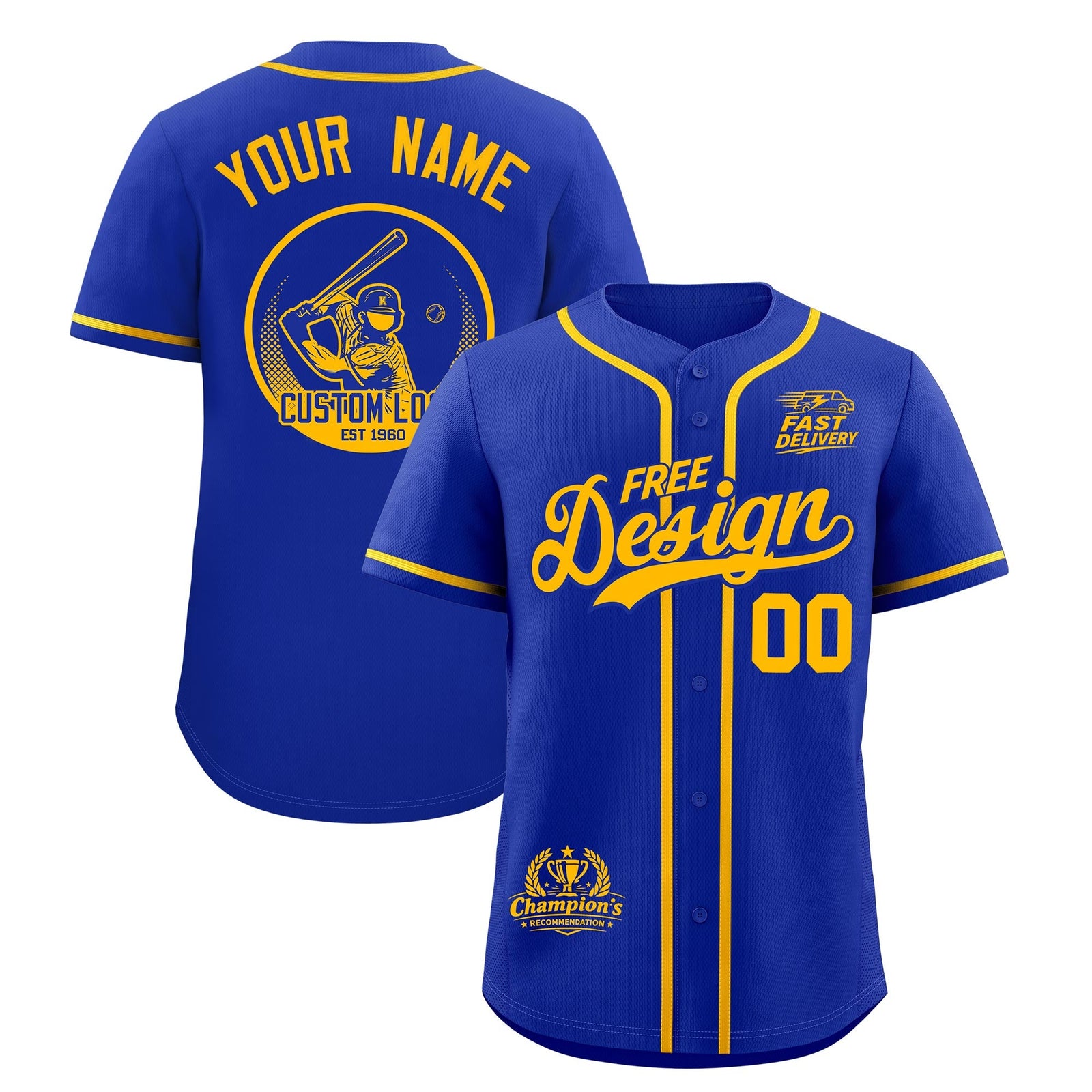 Custom Royal Yellow Classic Style Stitched Sports Uniform Personalized For Teams Baseball Jersey| KXKSHOP