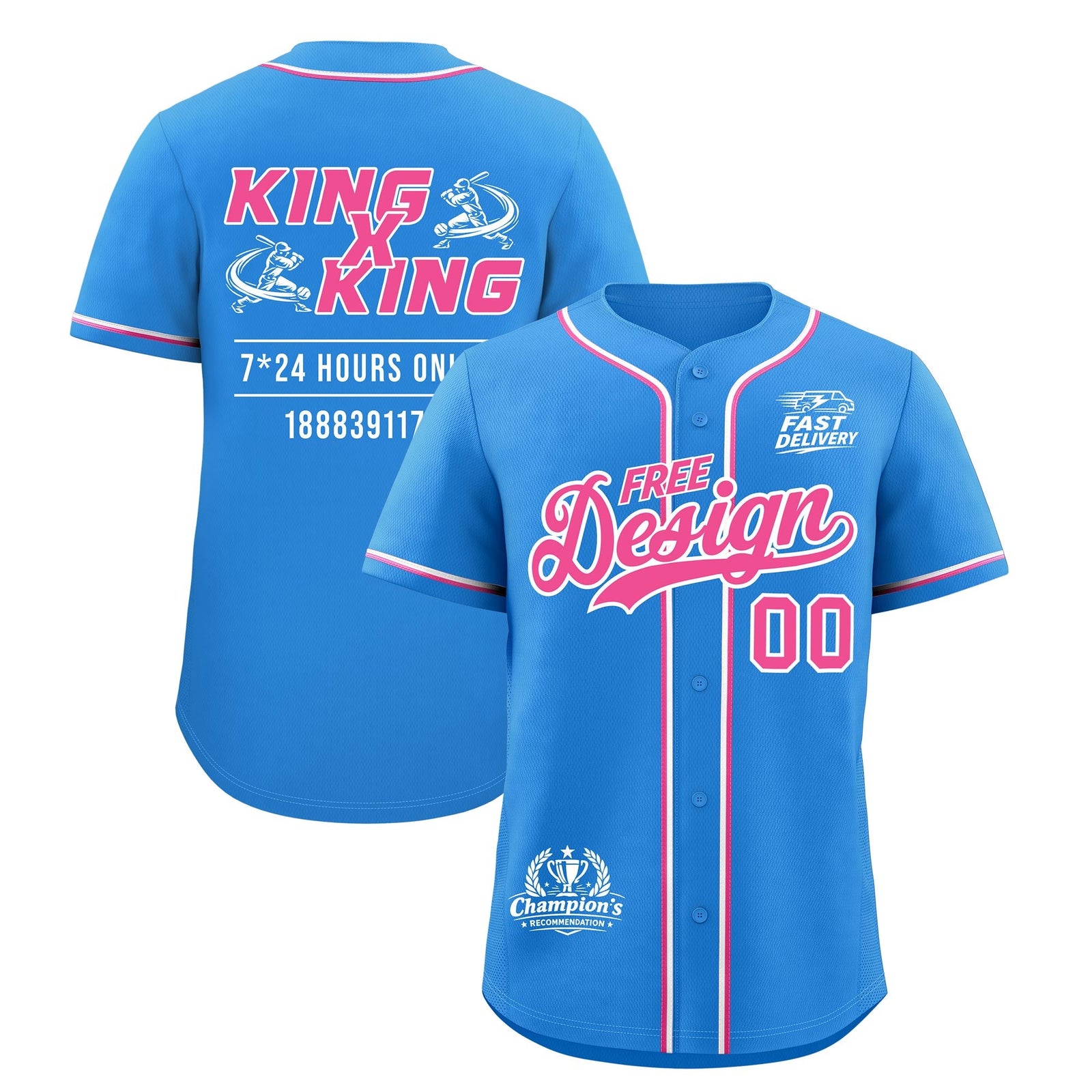 Custom Light Blue Pink White Classic Style Stitched Sports Uniform Personalized For Teams Baseball Jersey| KXKSHOP