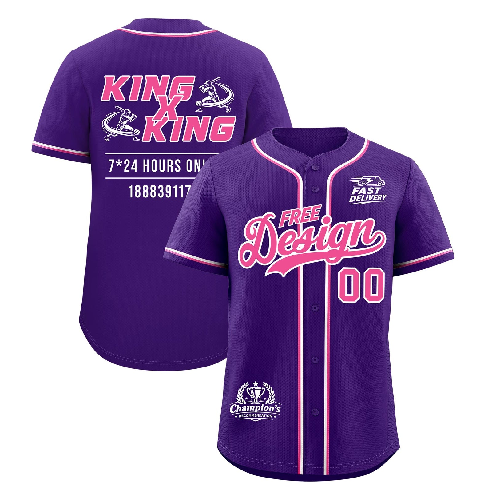 Custom Purple Pink White Classic Style Stitched Sports Uniform Personalized For Teams Baseball Jersey| KXKSHOP