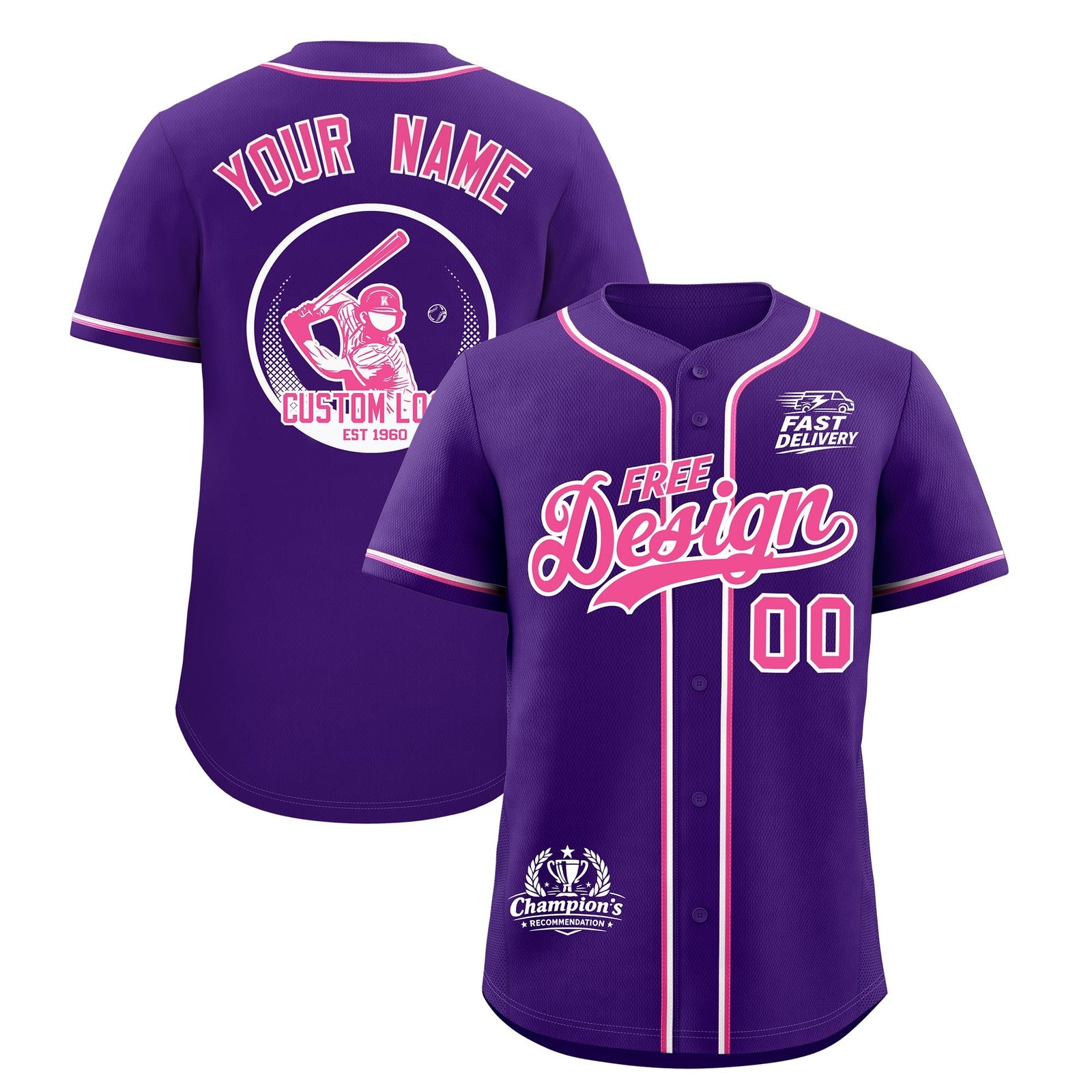 Custom Purple Pink White Classic Style Stitched Sports Uniform Personalized For Teams Baseball Jersey| KXKSHOP