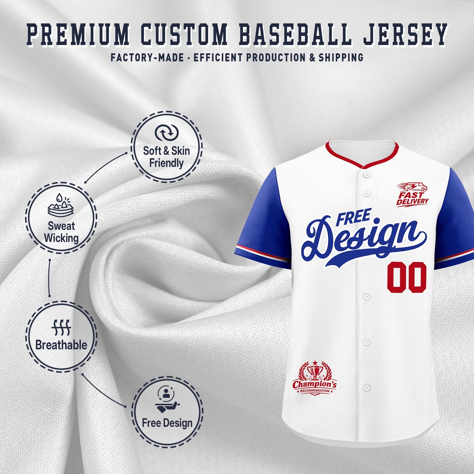 Custom White Royal Red Classic Style Stitched Sports Uniform Personalized For Teams Baseball Jersey| KXKSHOP