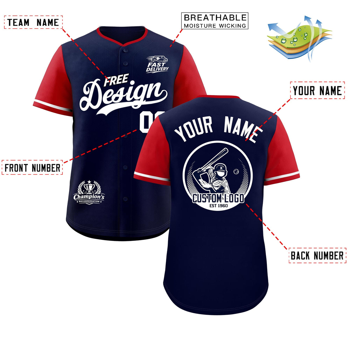 Custom Navy White Classic Style Stitched Sports Uniform Personalized For Teams Baseball Jersey| KXKSHOP