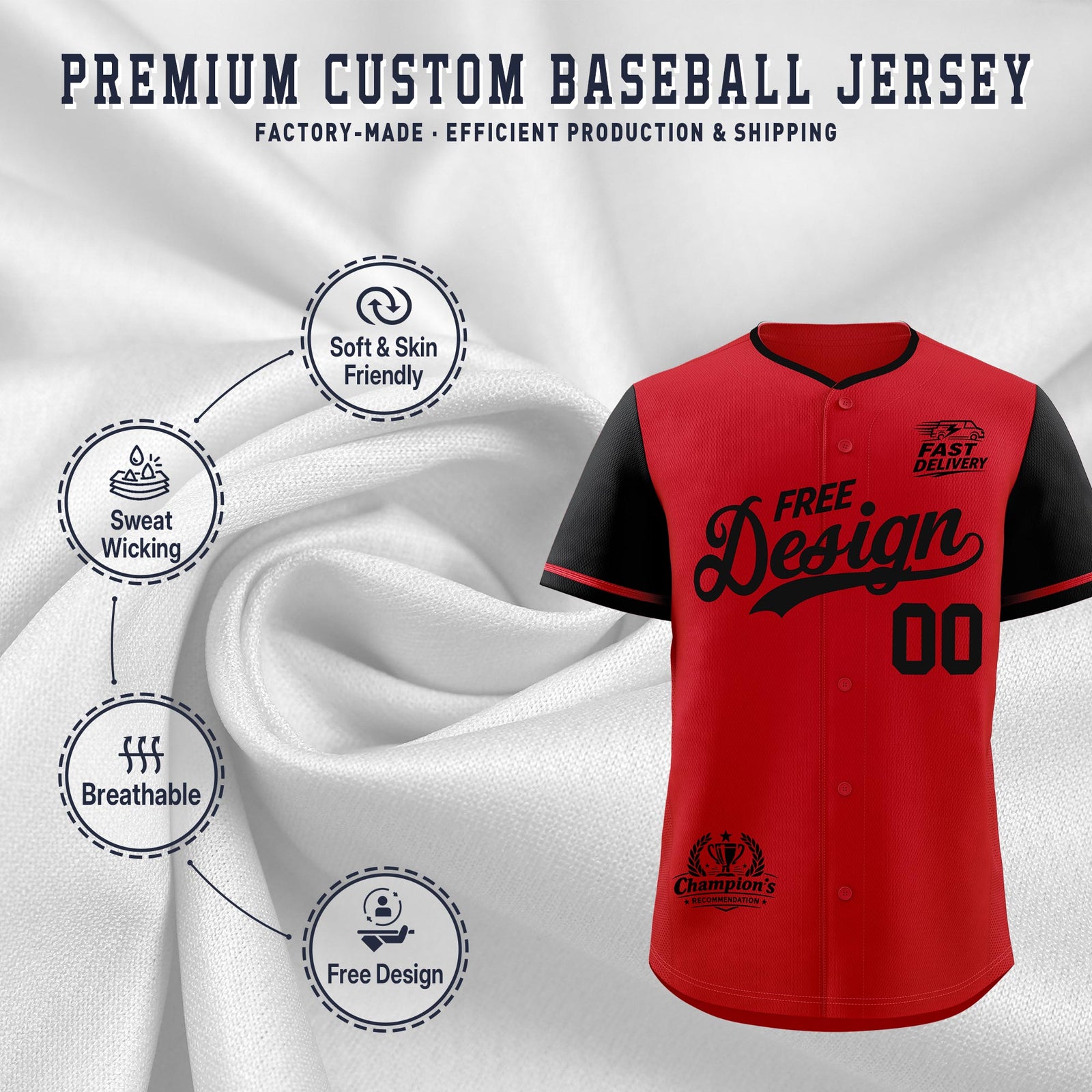 Custom Red Black Classic Style Stitched Sports Uniform Personalized For Teams Baseball Jersey| KXKSHOP