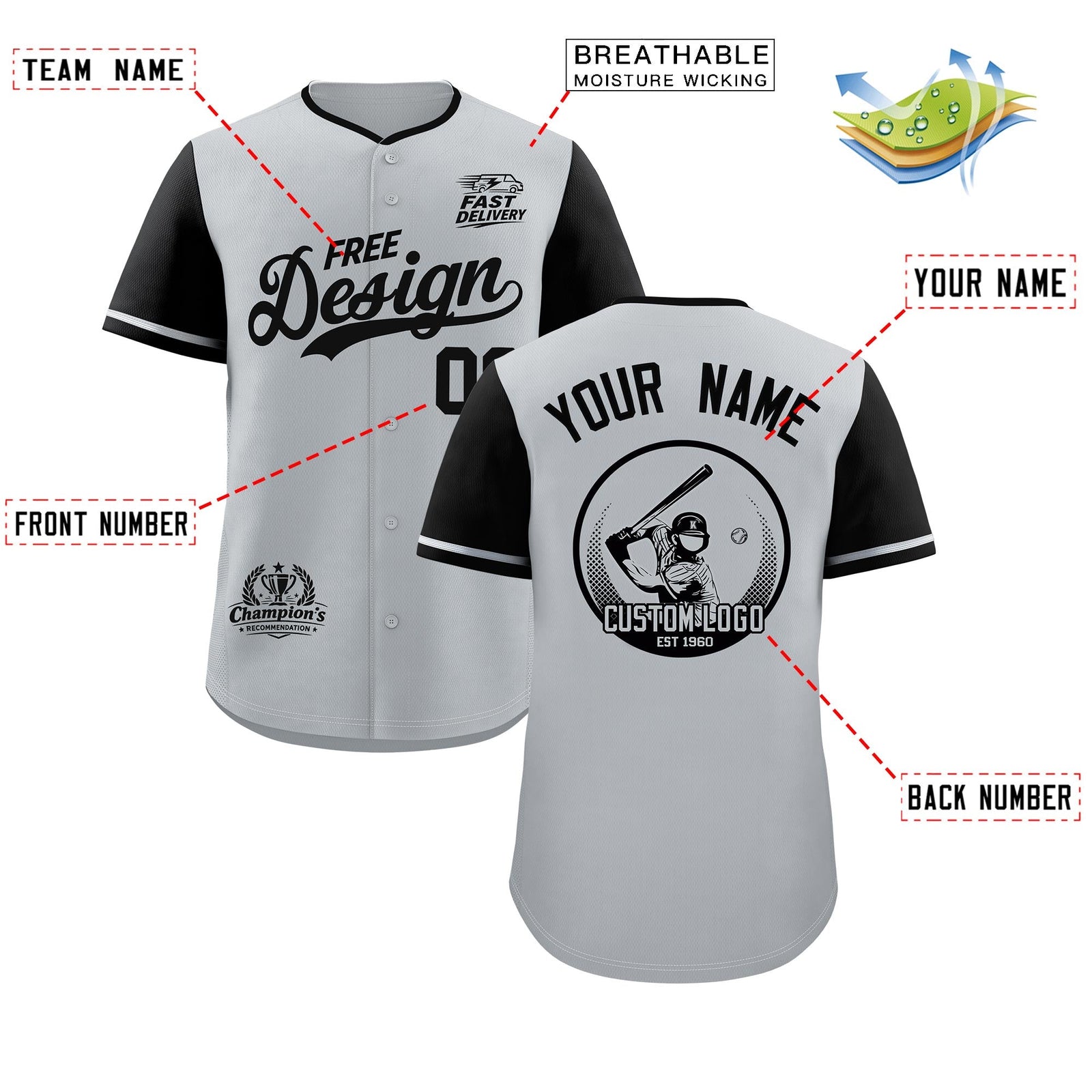Custom Gray Black Classic Style Stitched Sports Uniform Personalized For Teams Baseball Jersey| KXKSHOP
