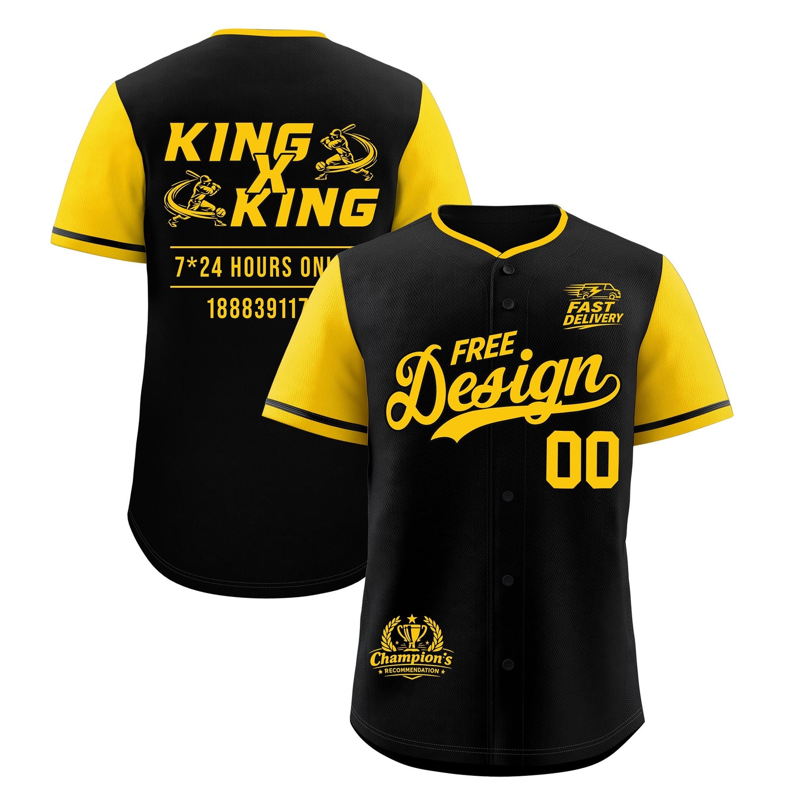 Custom Black Yellow Classic Style Stitched Sports Uniform Personalized For Teams Baseball Jersey| KXKSHOP
