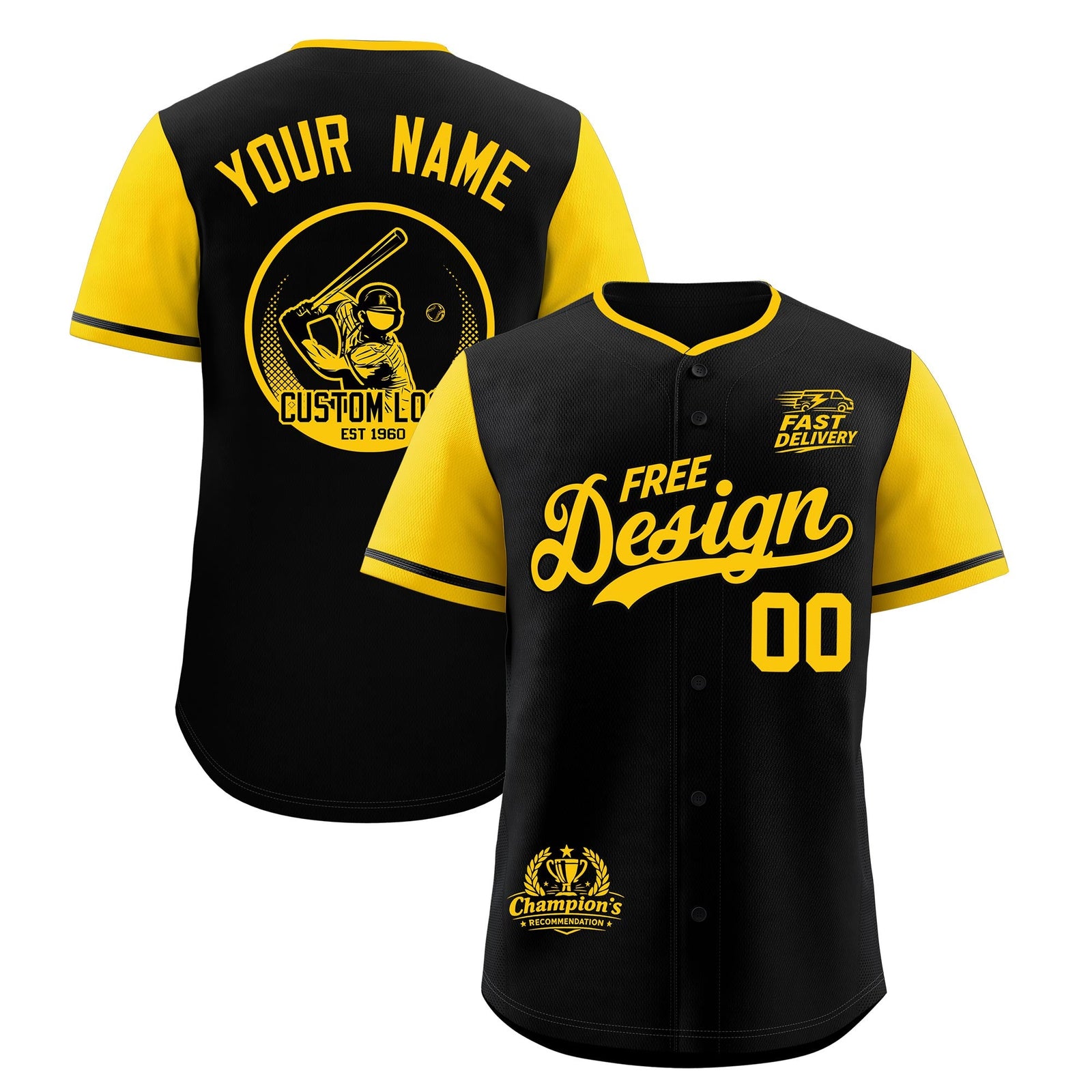 Custom Black Yellow Classic Style Stitched Sports Uniform Personalized For Teams Baseball Jersey| KXKSHOP