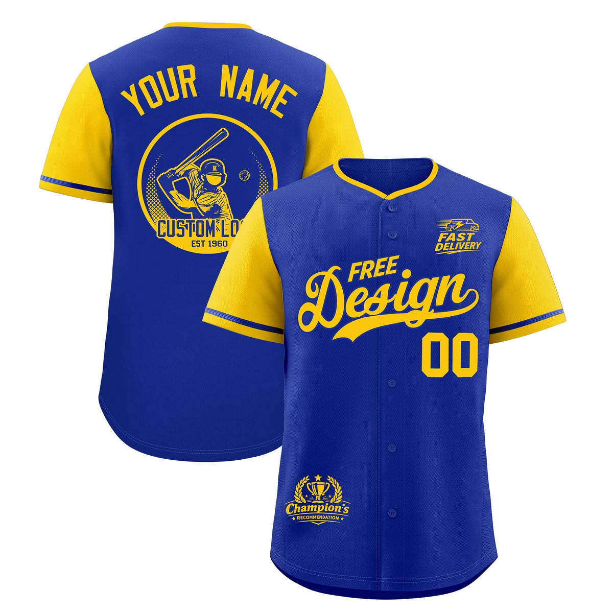 Custom Royal Yellow Classic Style Stitched Sports Uniform Personalized For Teams Baseball Jersey| KXKSHOP