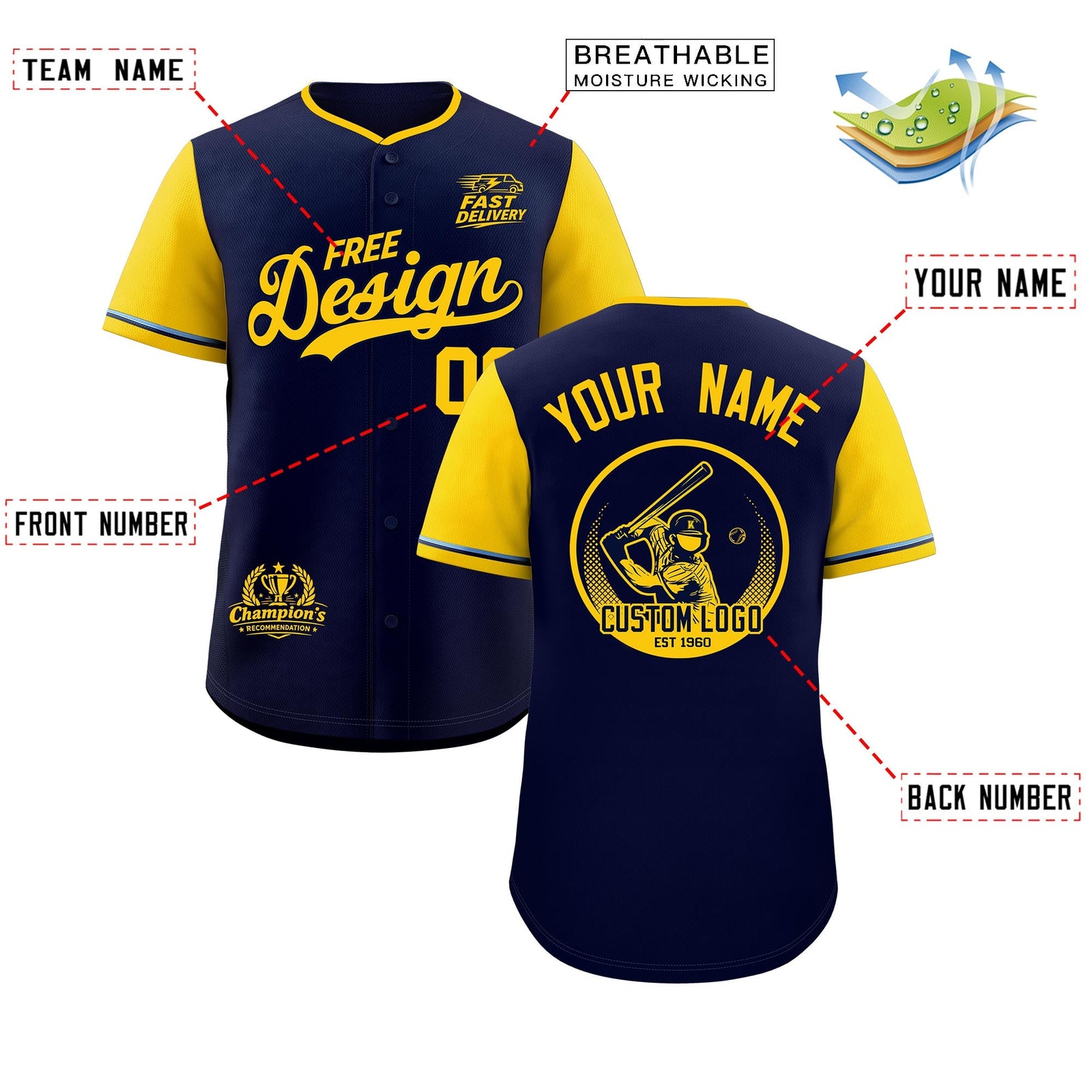 Custom Navy Powder Blue Classic Style Stitched Sports Uniform Personalized For Teams Baseball Jersey| KXKSHOP