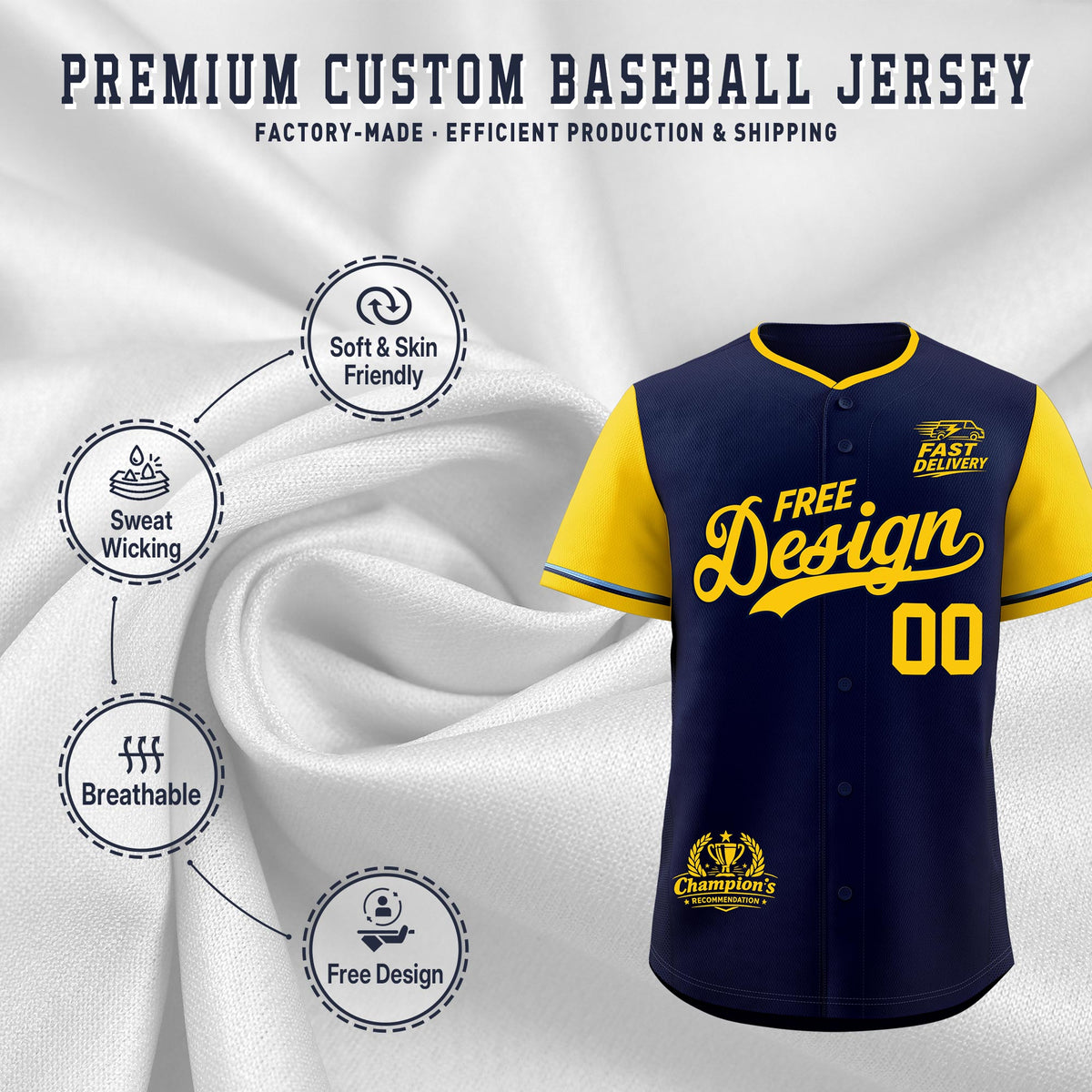 Custom Navy Powder Blue Classic Style Stitched Sports Uniform Personalized For Teams Baseball Jersey| KXKSHOP