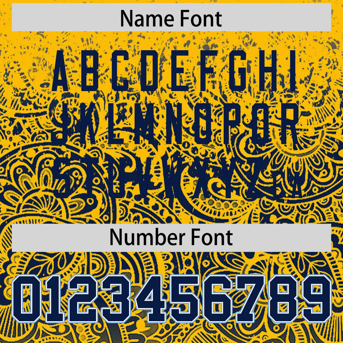 Custom Yellow Navy Floral Print Pattern Full Button Gradient Fashion Baseball Jersey