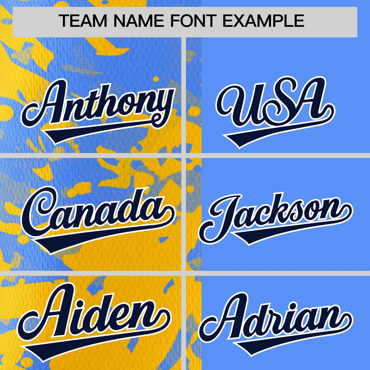 Custom Blue Yellow Split Personalized Graffiti Raglan Sleeve Authentic Baseball Jersey